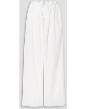 Dion Lee Gathered Washed Cotton-Blend Wide-Leg Trousers - White