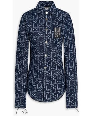 Ludovic de Saint Sernin Crystal-embellished Denim Shirt - Blue
