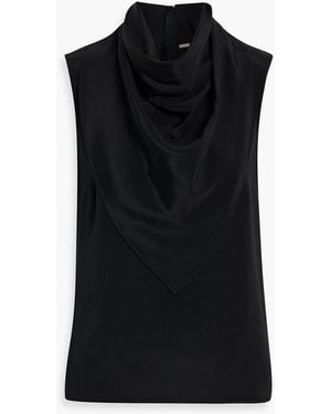 Adam Lippes Bandera Draped Silk-Crepe Top - Black