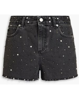 RED Valentino Crystal-embellished Faded Denim Shorts - Black