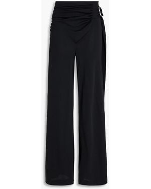 Rabanne Ruched Crepe Wide-leg Trousers - Black