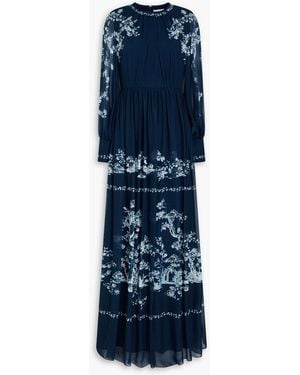Erdem Bedruckte robe aus seiden-voile - Blau