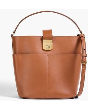 Veronica Beard The Crest Leather Bucket Bag - Brown