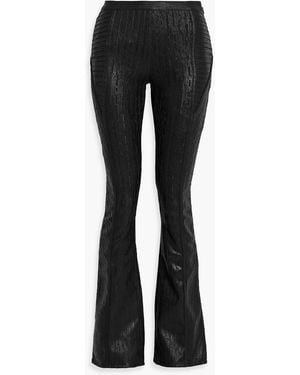 retroféte Lana Metallic Ribbed-knit Flared Pants - Black