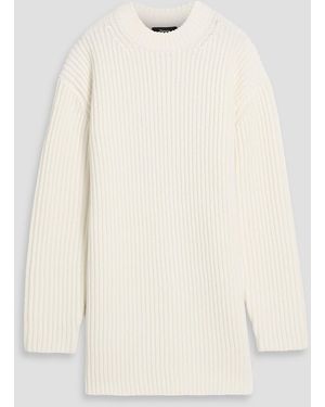 Theory Ribbed Merino Wool Mini Dress - Natural