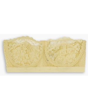 Else Petunia Stretch-mesh And Corded Lace Underwired Strapless Balconette Bra - Yellow