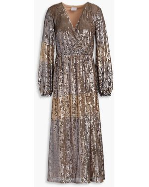 Raishma Midikleid aus tüll mit wickeleffekt und pailletten - Grau