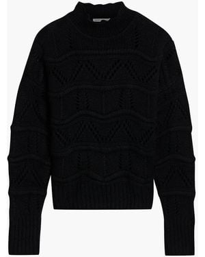 Autumn Cashmere Pointelle-Knit Cashmere Turtleneck Sweater - Black