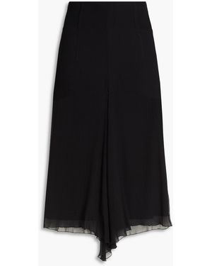 Victoria Beckham Silk-Crepon Midi Skirt - Black