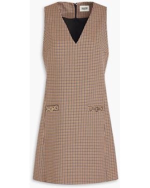 Claudie Pierlot Embellished Checked Twill Mini Dress - Brown
