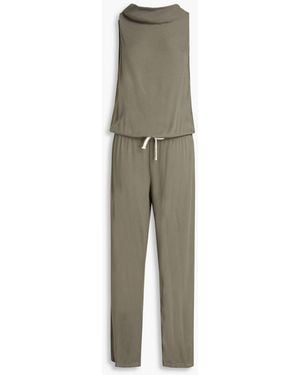 Monrow Draped Crepe Jumpsuit - Green
