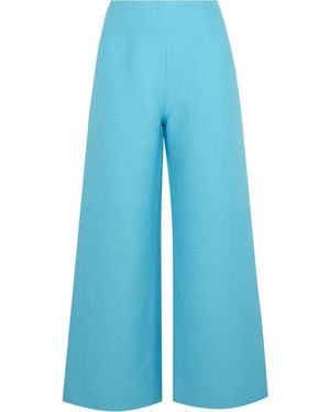 Isa Arfen Linen, Cotton And Silk-Blend Wide-Leg Pants - Blue