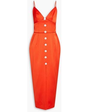 Rasario Crystal-embellished Satin-crepe Midi Dress - Red
