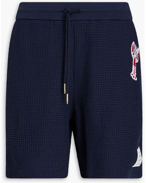 Thom Browne Embroidered Waffle-knit Cotton Shorts - Blue