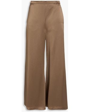 By Malene Birger Lucee Satin-crepe Flared Trousers - Brown
