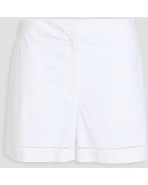 Theory Lattice-trimmed Cotton-blend Poplin Shorts - White