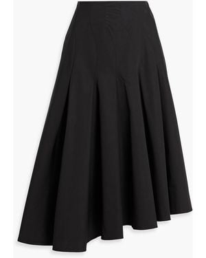 FFORME Rio Asymmetric Cotton-Poplin Midi Skirt - Black