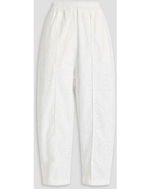 Charo Ruiz Lya Broderie Anglaise Cotton-blend Wide-leg Trousers - White