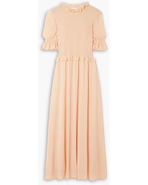 See By Chloé Shirred Georgette Maxi Dress - Natural