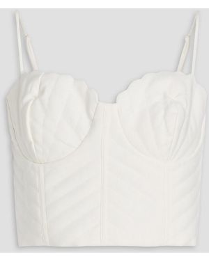FARM Rio Cropped Quilted Cotton And Lyocell-Blend Bustier Top - White