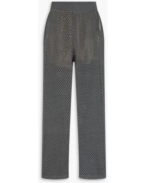 Brunello Cucinelli Open-knit Cotton Track Trousers - Grey