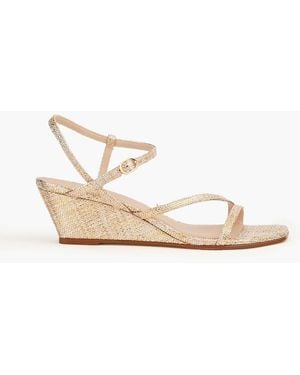 Stuart Weitzman Oasis 50 Woven Wedge Slingback Sandals - White
