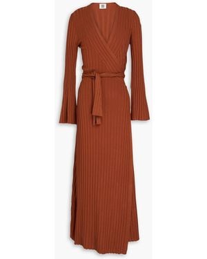 By Malene Birger Gilena Ribbed Ecoverotm-blend Midi Wrap Dress - Brown