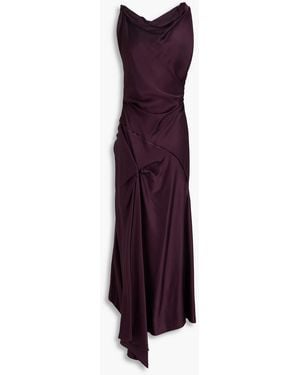 Victoria Beckham Draped Satin-Crepe Maxi Dress - Purple