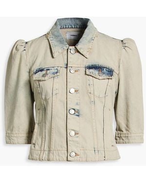 Coperni Cropped Distressed Denim Jacket - Blue