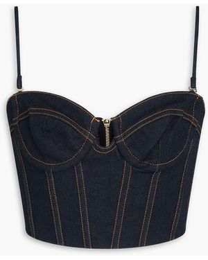 Zimmermann Cropped Denim Bustier Top - Blue