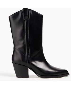 Maje Leather Cowboy Boots - Black