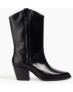 Maje Leather Cowboy Boots - Black