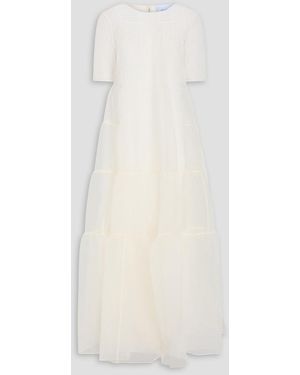 STAUD Hyacinth Gathered Organza Midi Dress - Natural