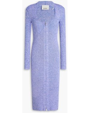Isabel Marant Zael Ribbed Merino Wool-Blend Midi Dress - Blue