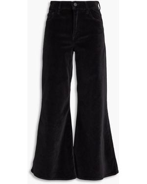 FRAME Le Palazzo Velvet Wide-leg Trousers - Black