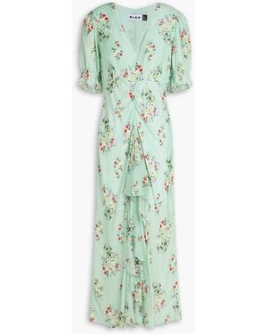 RIXO London Ariel Ruffled Floral-Print Cotton And Silk-Blend Satin Midi Dress - Green