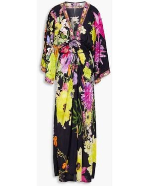 CAMILLA Crystal-embellished Floral-print Silk Crepe De Chine Maxi Dress - White