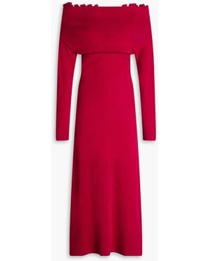 Altuzarra Lunaire Off-the-shoulder Cashmere Midi Dress - Red