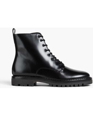 Vince Cabria Glossed-Leather Combat Boots - Black