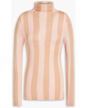 Zimmermann Striped Intarsia-knit Turtleneck Jumper - Pink