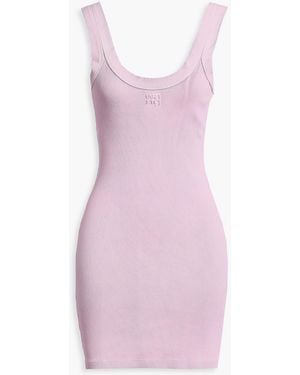 T By Alexander Wang Ribbed Cotton-Blend Jersey Mini Dress - Pink