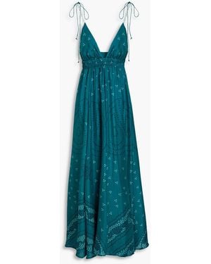 HANNAH Valentine Printed Silk Maxi Dress - Blue