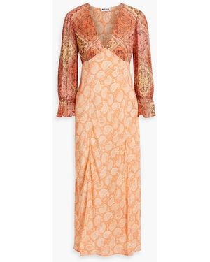 RIXO London Aoife Paisley-print Fil Coupé Chiffon And Satin-crepe Midi Dress - Orange