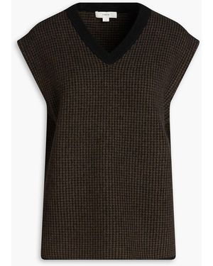 Vince Houndstooth Wool And Cashmere-blend Vest - Black