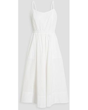 Iris & Ink Eve Gathered Cotton Midi Dress - White