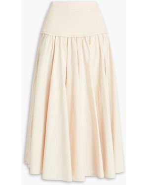 Jonathan Simkhai Setalla Gathered Ribbed-knit And Cotton-poplin Maxi Skirt - Natural