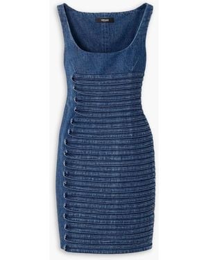 Versace Appliquéd Denim Mini Dress - Blue