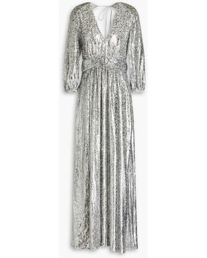 Ba&sh Dara Open-back Ruched Fil Coupé Maxi Dress - Grey