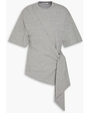 Jonathan Simkhai Wrap-Effect Cotton-Blend Jersey Top - Grey