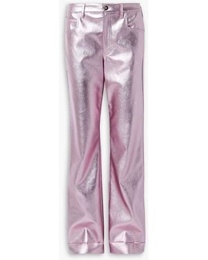 Alix Jay Metallic Faux Leather Straight-leg Pants - Purple